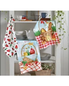 Kit 3 Panos de Prato Felpudo Atoalhado Dohler Picnic - 100% Algodão 45x65cm