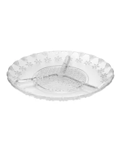 Petisqueira de Vidro com 3 Divisórias Floral 19,5cm - Lyor 220643