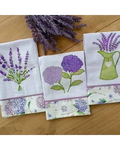 Kit 3 Panos de Prato - Lavanda - 65cm x 44cm